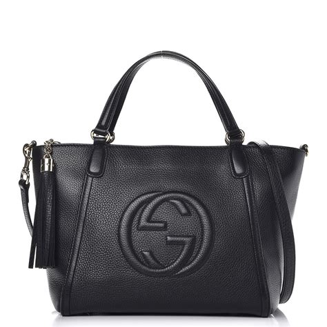 Gucci Pebbled Calfskin Small Soho Top Handle Bag Black